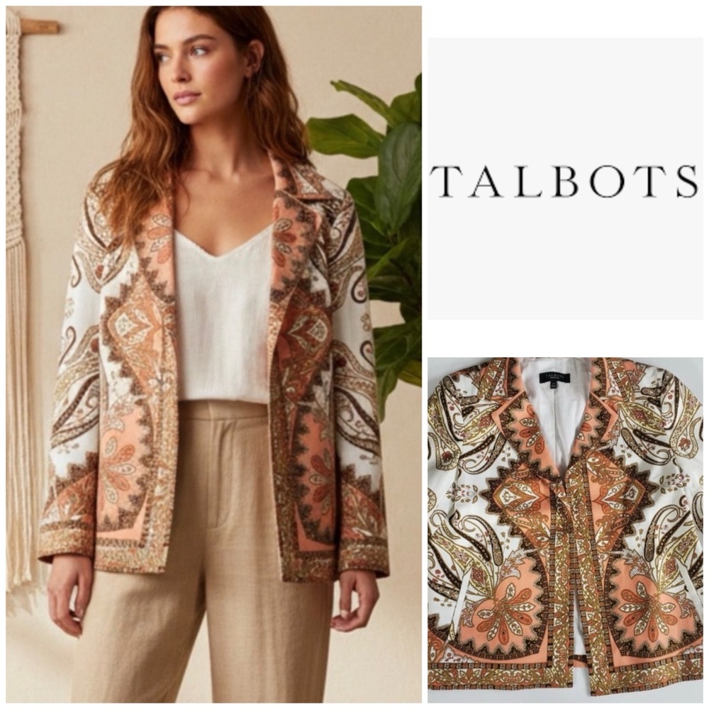 Stunning Buttonless Talbots Multicolor Paisley Blazer perfect for all seasons - Picture 1 of 15